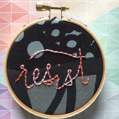 Resist mini-embroidery